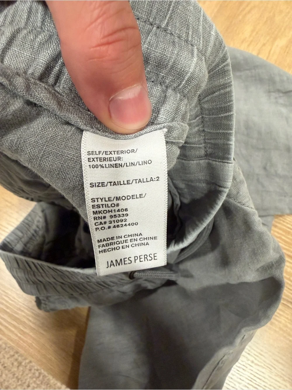 James Perse Gray Linen Pants